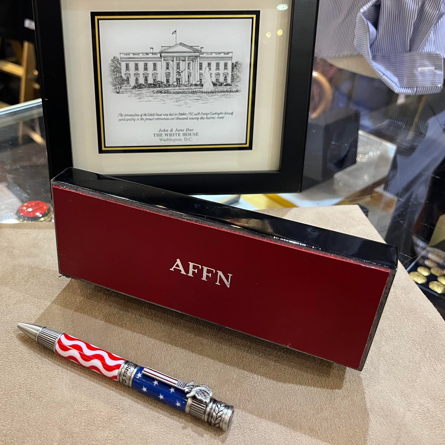 AFFN Gift | Bespoke Luxury Pens | Patriotic American Flag Ball Point Pen | Custom Presentation Box | 2022