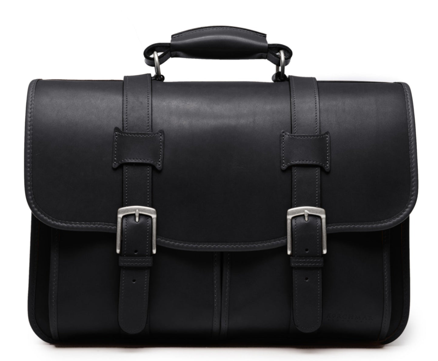 Garfield Leather Brief Case | Flap Over Computer Bag in Tan Leather | Initials and Gift Wrap | Korchmar Leather |