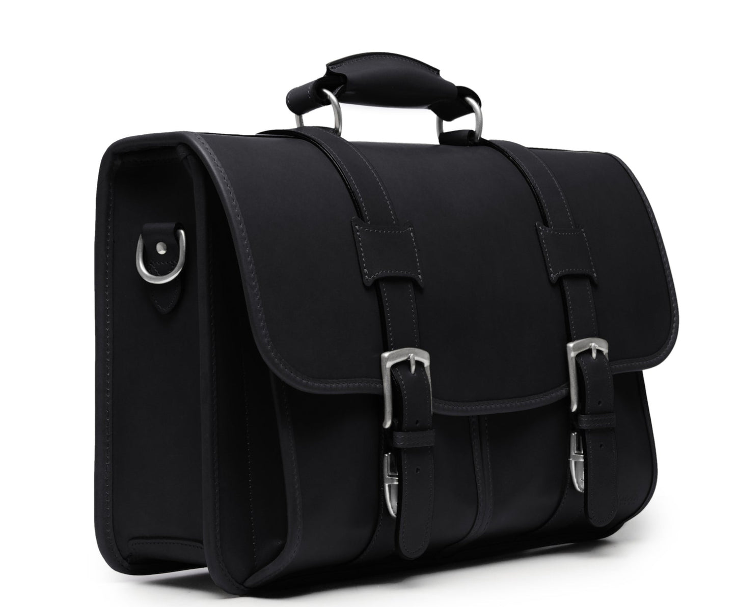 Garfield Leather Brief Case | Flap Over Computer Bag in Black Leather | Initials and Gift Wrap | Korchmar Leather |