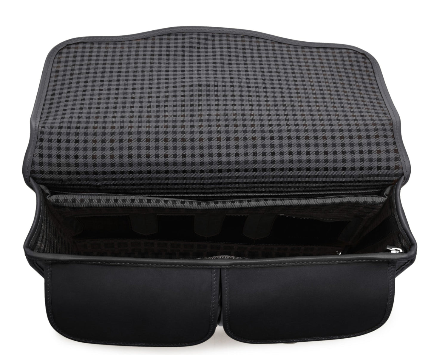Garfield Leather Brief Case | Flap Over Computer Bag in Black Leather | Initials and Gift Wrap | Korchmar Leather |