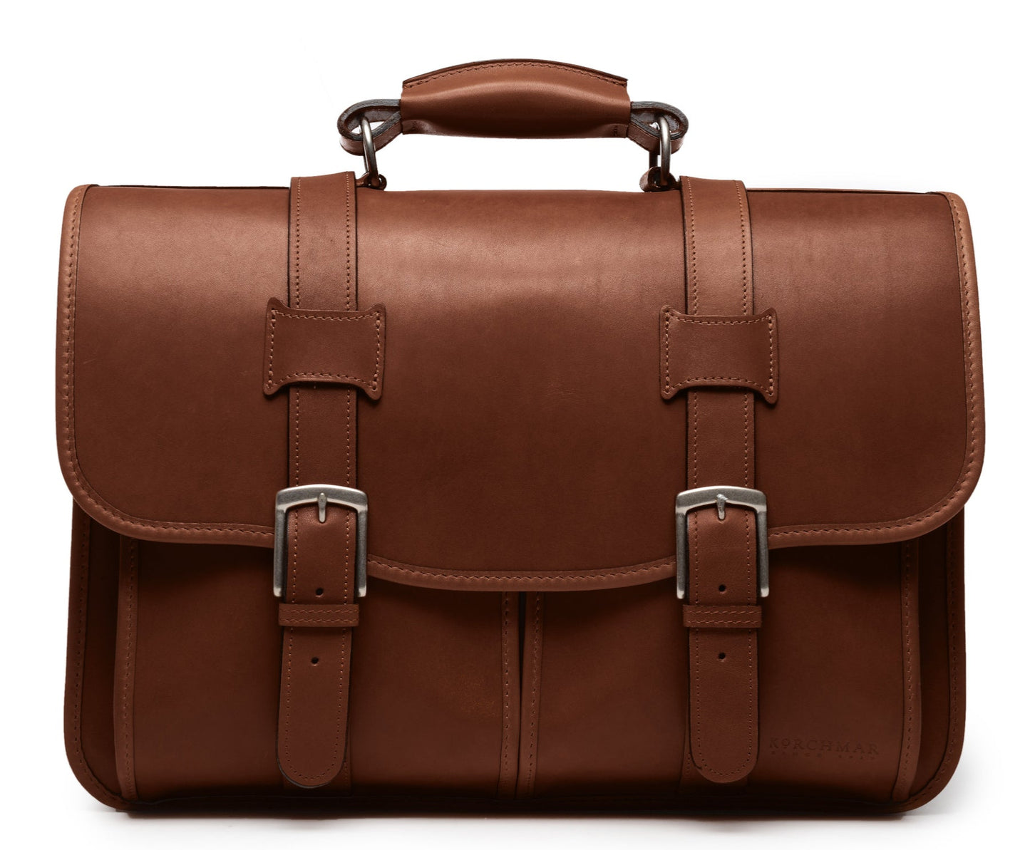 Garfield Leather Brief Case | Flap Over Computer Bag in Black Leather | Initials and Gift Wrap | Korchmar Leather |