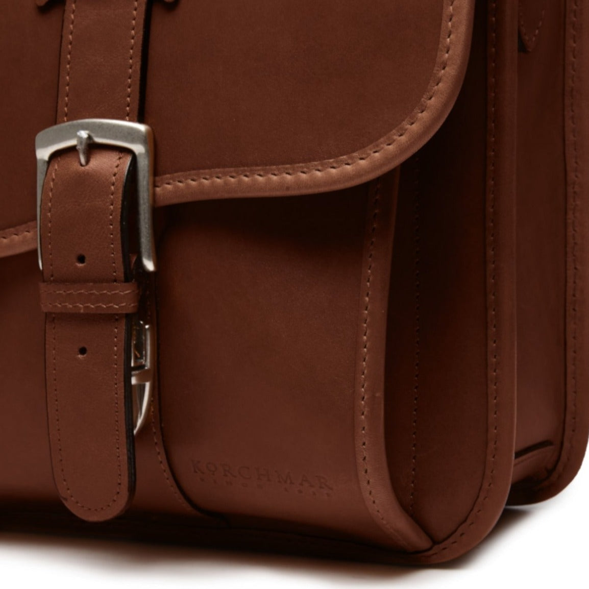 Garfield Leather Brief Case | Flap Over Computer Bag in Black Leather | Initials and Gift Wrap | Korchmar Leather |