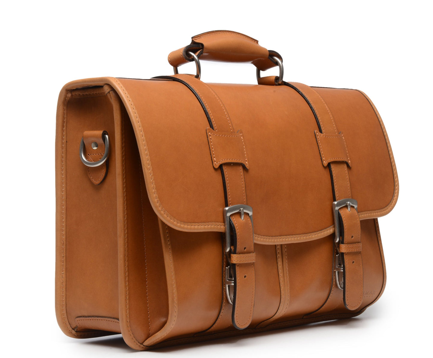 Garfield Leather Brief Case | Flap Over Computer Bag in Black Leather | Initials and Gift Wrap | Korchmar Leather |