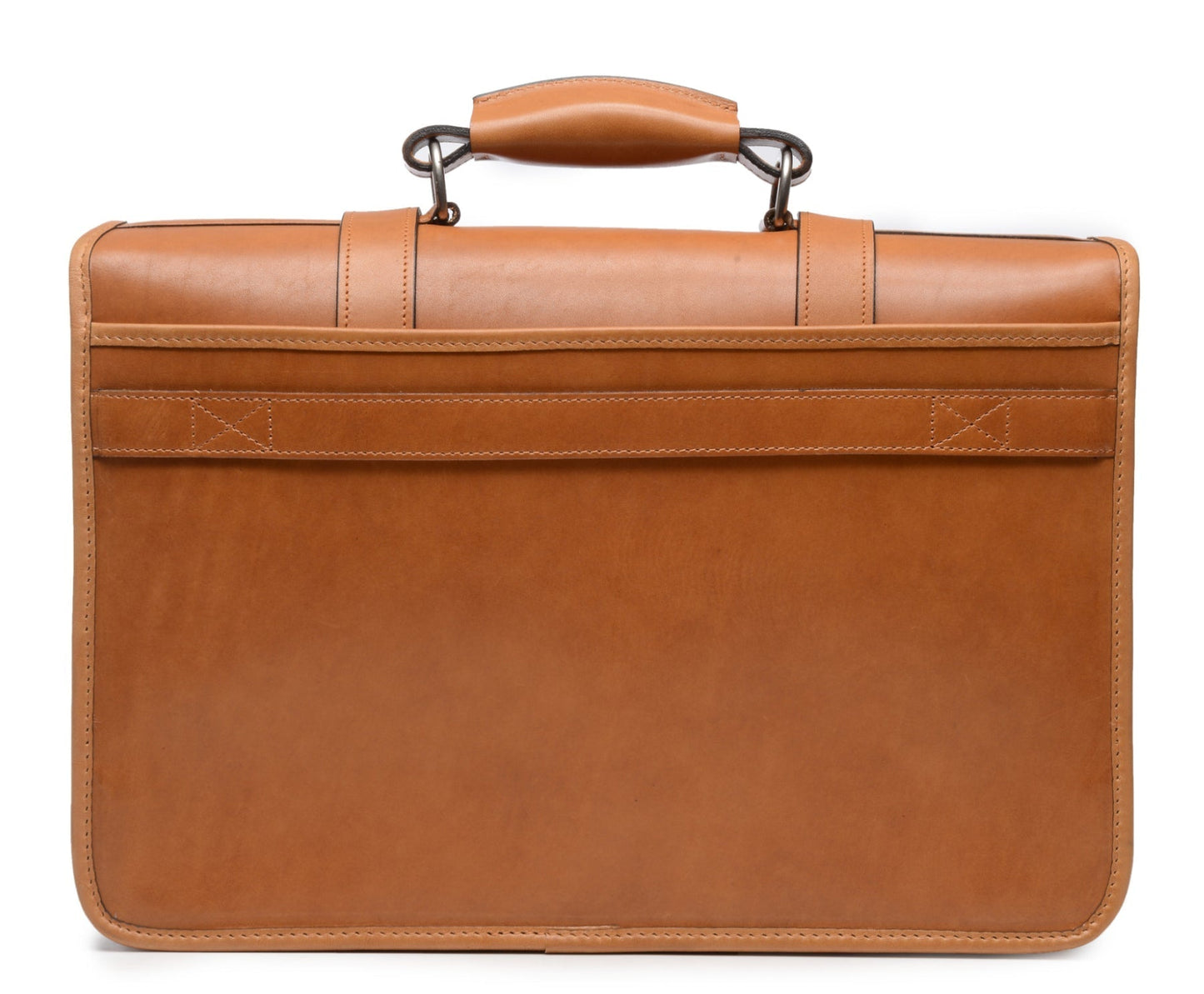 Garfield Leather Brief Case | Flap Over Computer Bag in Tan Leather | Initials and Gift Wrap | Korchmar Leather |