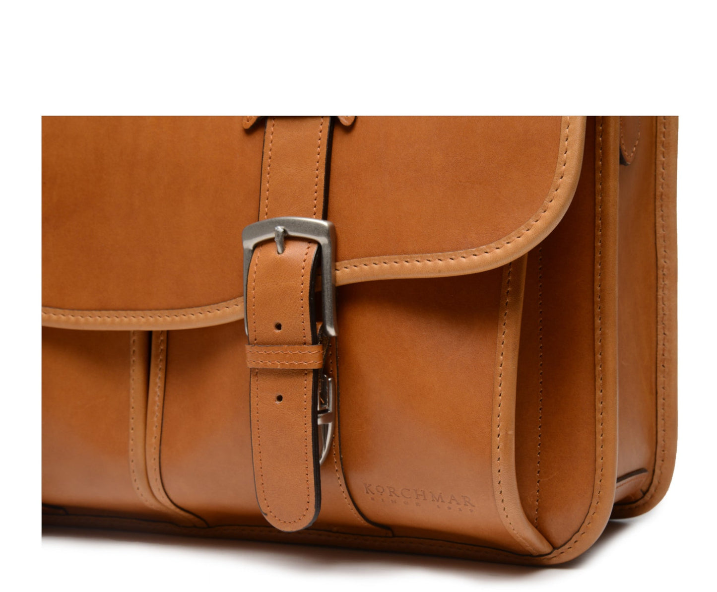 Garfield Leather Brief Case | Flap Over Computer Bag in Black Leather | Initials and Gift Wrap | Korchmar Leather |