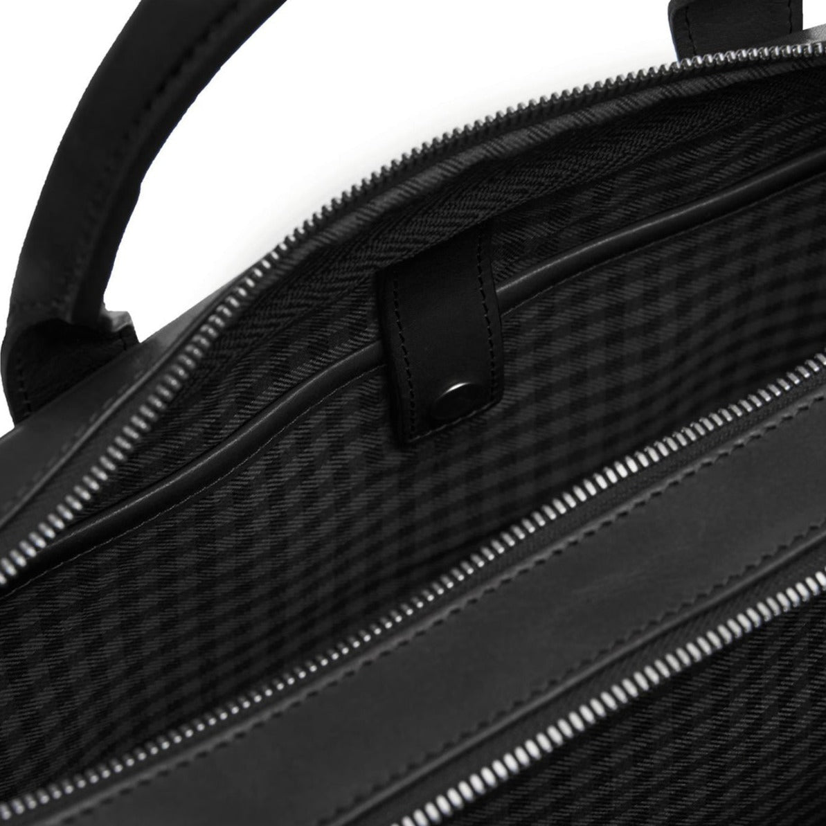 Redford Leather Brief Bag | 16" Zipper Briefcase | Initials Available | Korchmar Leather | Black with Nickle Zipper