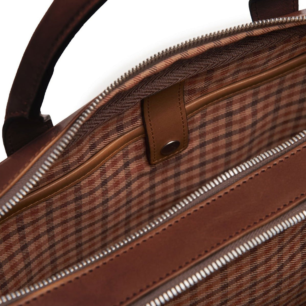 Redford Leather Brief Bag | 16" Zipper Briefcase | Initials Available | Korchmar Leather | Black with Nickle Zipper