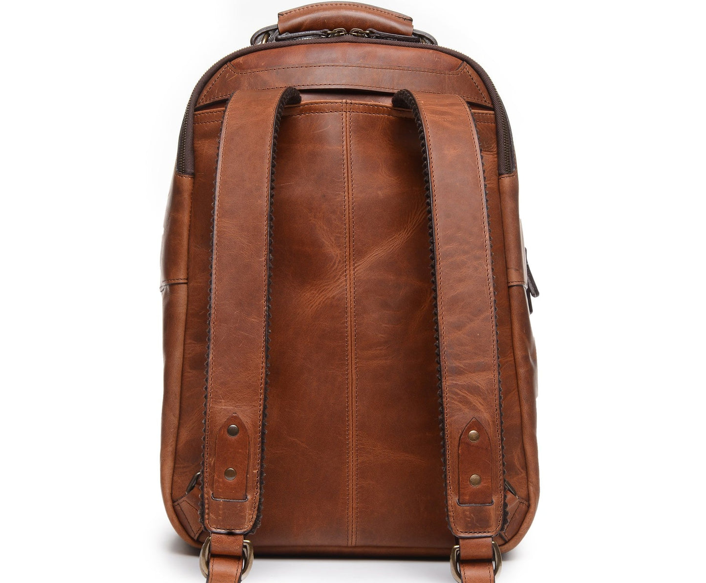 Lewis Classic 16" Leather Backpack | Classic Chestnut Brown Leather Backpack | Korchmar