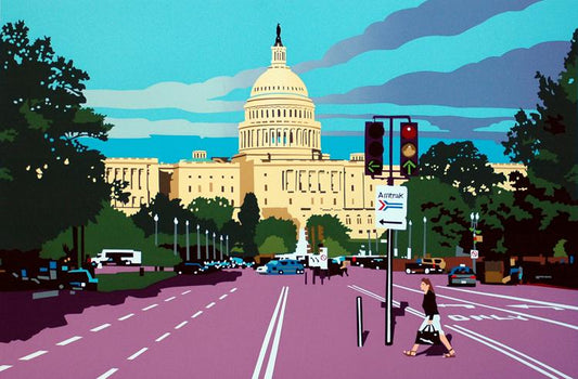 Framed Capitol Afternoon | Capitol Building, Washington, DC Art | Artist Joseph Craig English | 13 by 16 Inches-Giclee Print-Sterling-and-Burke