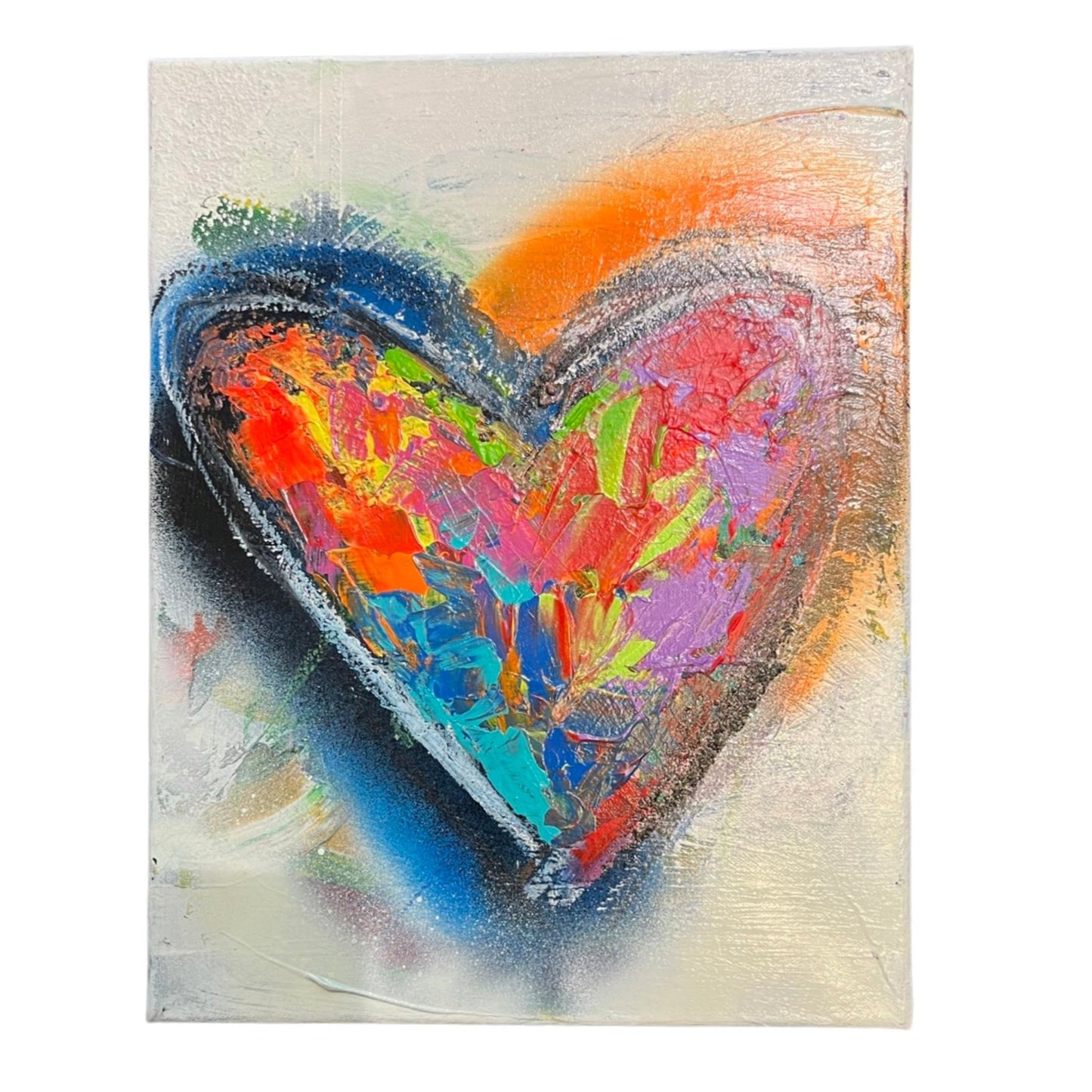 Art | MY LOVE, LOVE, LOVE Heart | Acrylic on Gallery Canvas by Washington, DC Artist, Fabiano Amin | 11" x 14"