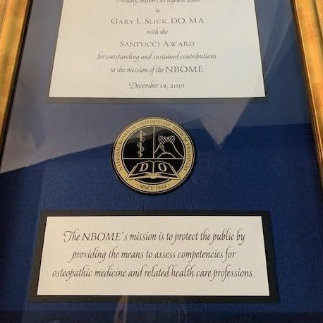 Suggestions for Bespoke Awards for NBOME | Awards Framed in Gold & Silver Leaf and Black & Brown Wood