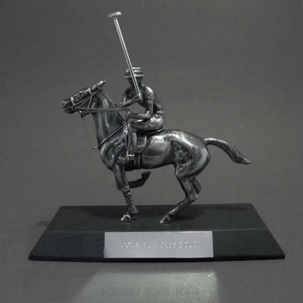 Award, Sculpture, Paperweight Hood Ornament | POLO Player on Horse | Car Mascot | 4.5 by 5 Inches | Made in England