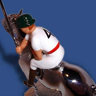 Award, Sculpture, Paperweight Hood Ornament | POLO Player on Horse | Car Mascot | 4.5 by 5 Inches | Made in England