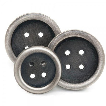 Four Hole Antique Silver Blazer Button-Blazer Buttons-Sterling-and-Burke
