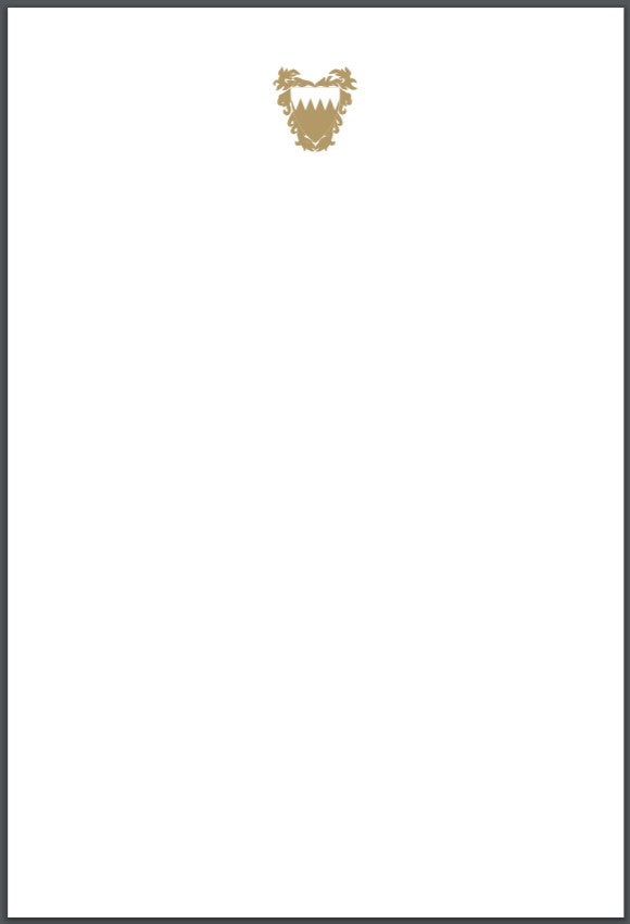 Bespoke Proof | Bahrain Embassy | Menu Card and Place Card with Gold Seal | Hand Engraved