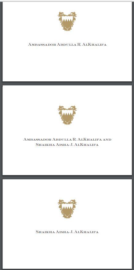 Bespoke Proof | Bahrain Embassy Stationery | Gift Card Only | Gold Seal and Text on Gift Card Only | Hand Engraved | Sterling and Burke Ltd-Custom Stationery-Sterling-and-Burke