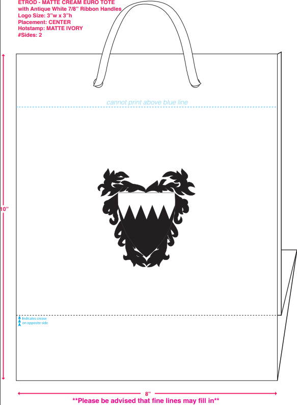 Embassy of Bahrain | 400 Gift Bags | Small Vertical Bag | Matte Ivory Bag, Ivory Hot Stamp Seal on Front and Back, Ivory Handles
