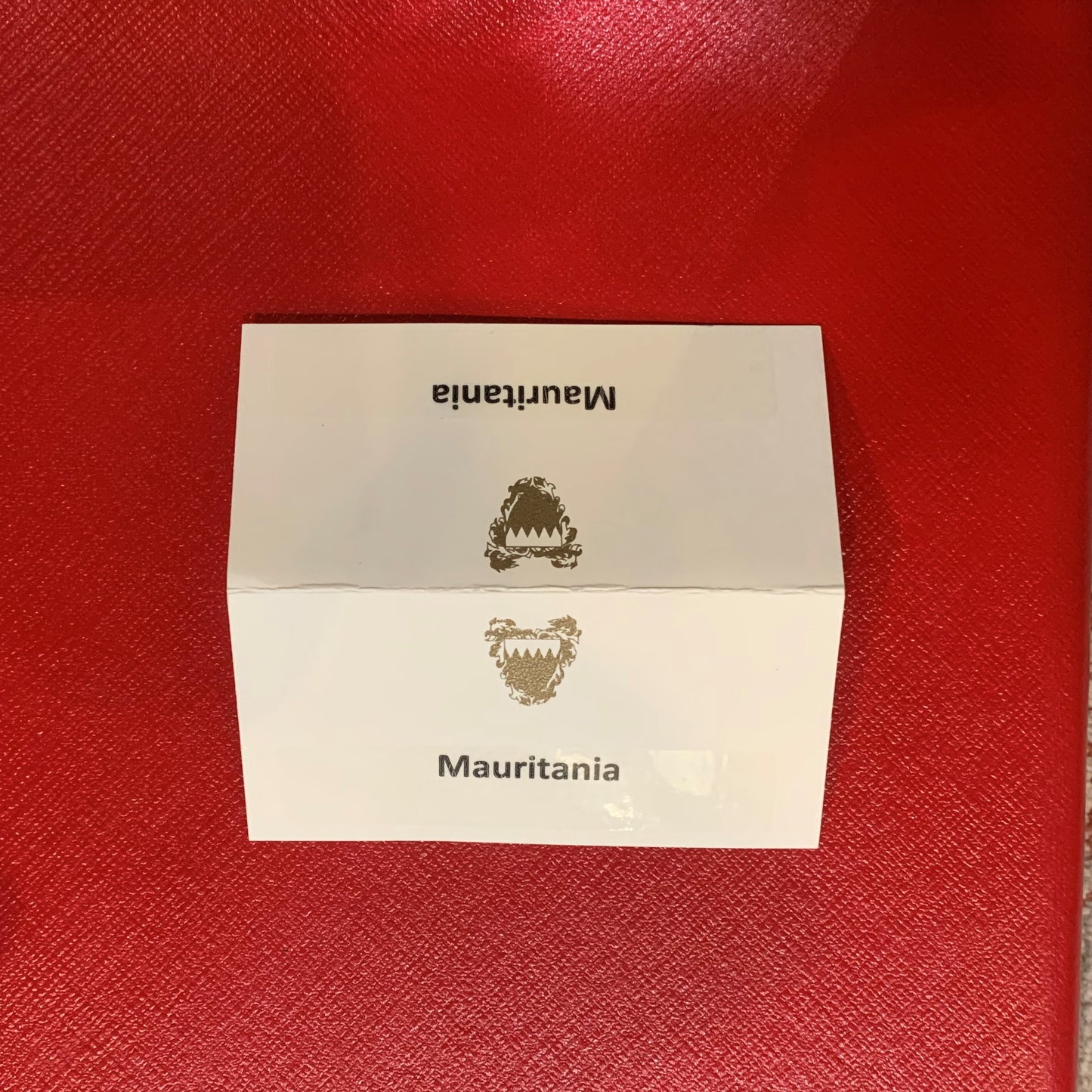 Bahrain Embassy | NEW LOGO | 4 by 4" Folding Dinner Place Card with TWO LOGOS | Quantity 500 | GOLD | Hand Engraved
