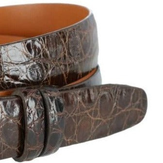Classic Alligator Belt | Strap and Slide Buckle | Sterling Silver on Black, Chestnut, and Havanna Alligator Strap