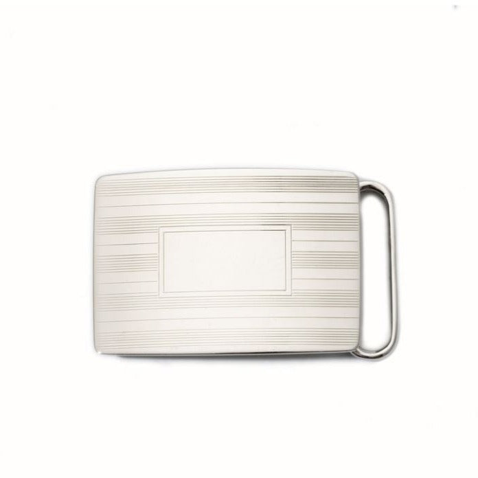 Silver Plated Belt Buckle | Silver Plate Over Brass Slide Buckle | Etched Design | Made in USA