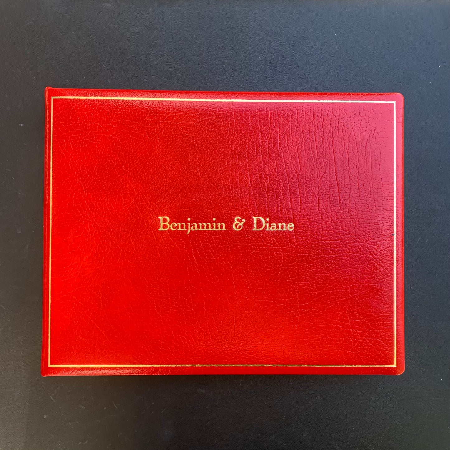 Guest Book Custom Samples | Gold Stamp Design | 7 by 9 Inches | Calf Leather | Made in England