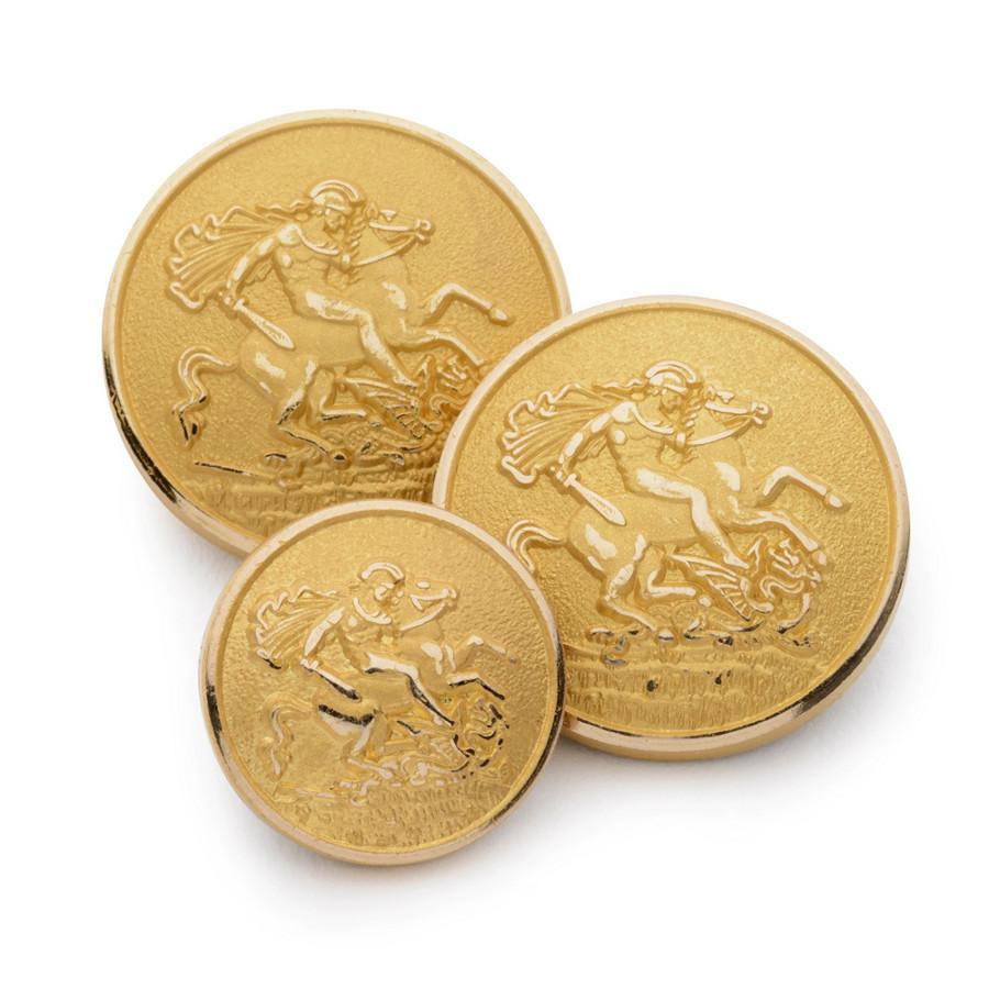 St George & The Dragon Blazer Button Set | Double Breasted Blazer Buttons | Gold Plate | Made in UK-Blazer Buttons-Sterling-and-Burke