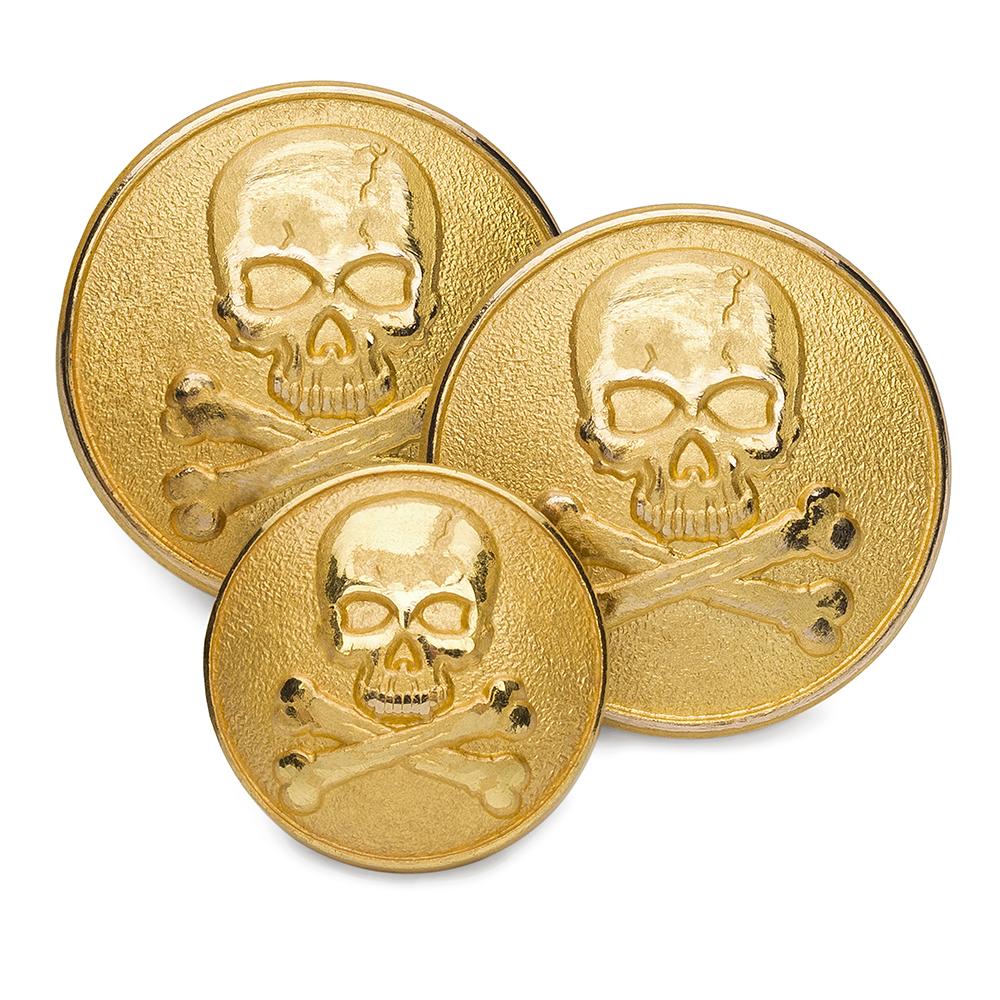 Skull and Cross Bones Blazer Buttons | Gold and Silver Plated Blazer Buttons | Made in England | Benson and Clegg, London