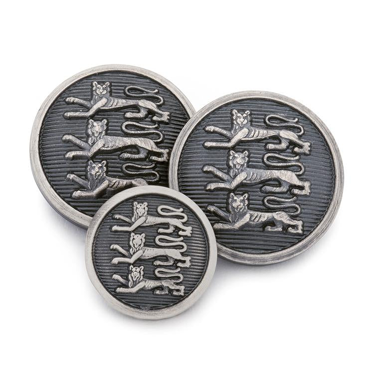Lion Blazer Buttons | Three Lions Columbia | City of London | Silver Plated Blazer Buttons | Made in England | Benson and Clegg, London
