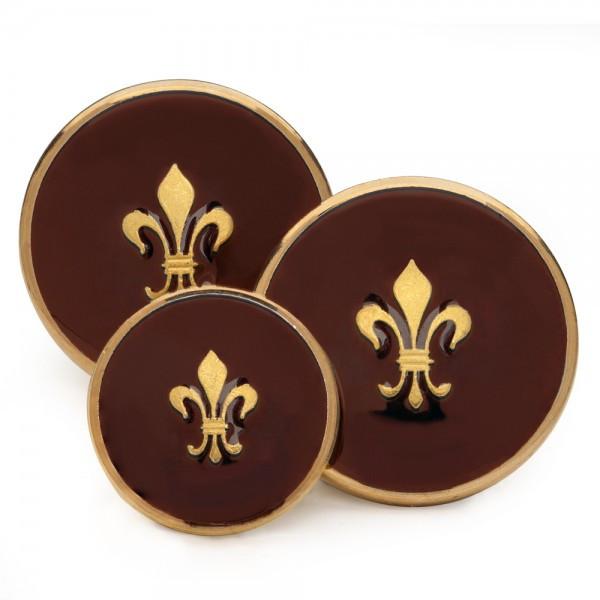Enamel Fleur de Lys Blazer Button Set, Red-Blazer Buttons-Sterling-and-Burke