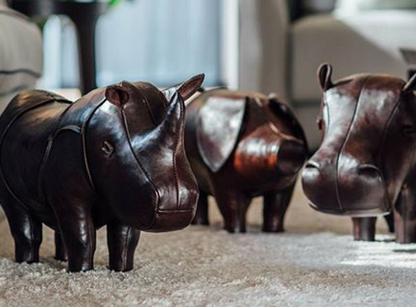 Big Leather Hippo ~ George Washington Univ. Hippopotamus ~ Custom Big Leather Animals