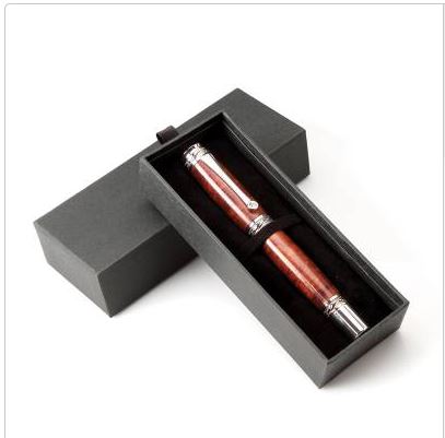 Custom Pen Box | BLACK BOX for Pen Gifts | Black Lacquer, Black Wood, and Black Paper Box for Writing Instrument Presentation
