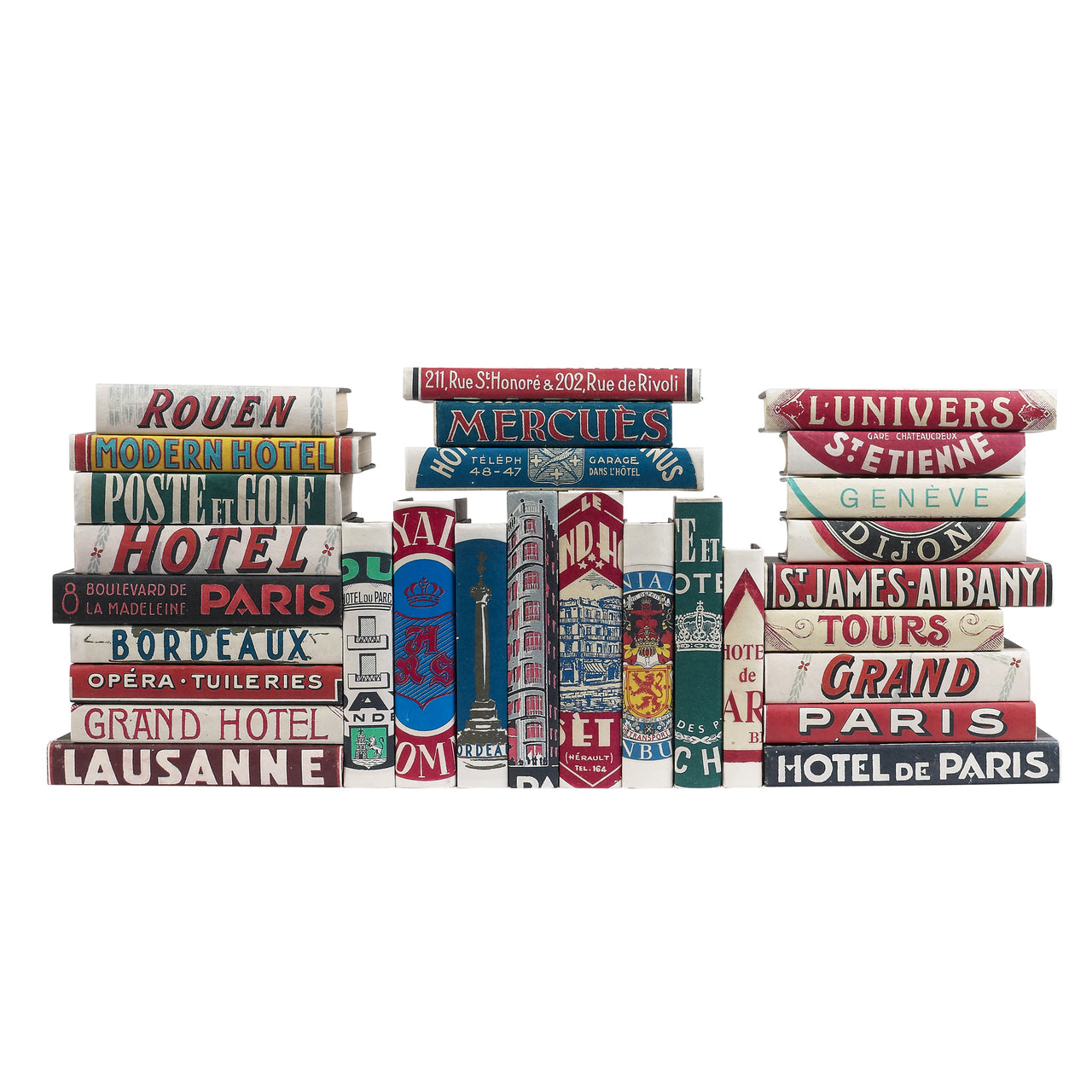 Luxury Bindings | Custom Decorative Book Bindings | Vintage Travel I | Books on a Shelf | Charing Cross Ltd Bespoke Bindings