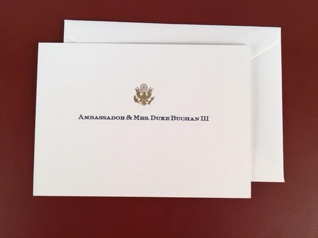 Bespoke Proof | Bahrain Embassy Stationery | Gift Card Only | Gold Seal and Text on Gift Card Only | Hand Engraved | Sterling and Burke Ltd-Custom Stationery-Sterling-and-Burke