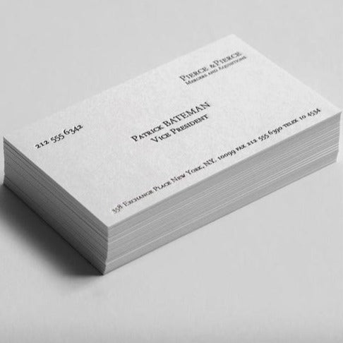 Bespoke Stationery | Patrick Bateman Business Card | US Size | No Gold - Single Colour Logo with Text Only | Hand Engraved