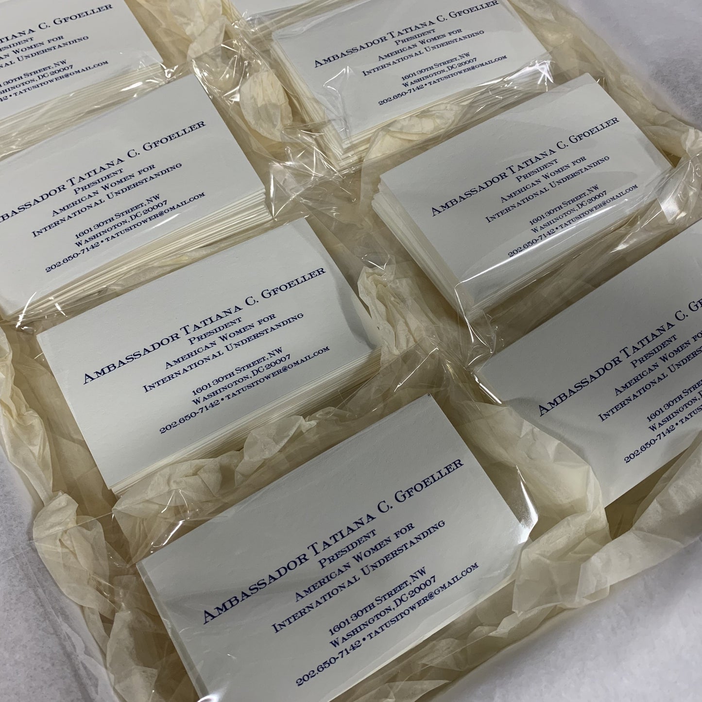 Bespoke Stationery | Business Card | Ambassador Tatiana Gfoeller