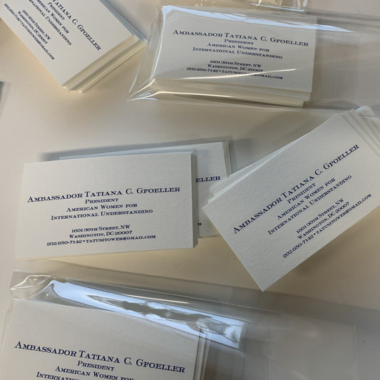 Bespoke Stationery | Business Card | Ambassador Tatiana Gfoeller