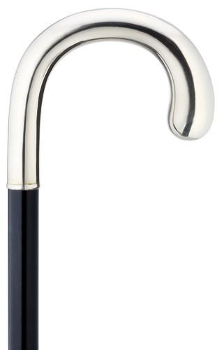 Silver Cane | Elegant Cane for Gentleman | Smooth Nickel Silver | Alpacca Silver Crook Handle-Walking Stick-Sterling-and-Burke