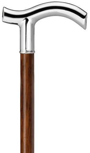 Silver Cane | Elegant Fritz Cane | Smooth Nickel Silver | Alpacca Silver Bent Handle | Larger Size | Sterling and Burke-Walking Stick-Sterling-and-Burke