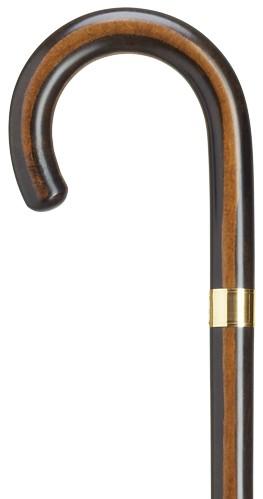 Maple Crook Handle Cane / Walking Stick | Elegant Cane with Gold Band | Made in USA-Walking Stick-Sterling-and-Burke