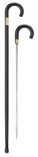 Sword Cane | Sword Stick | Concealed Blade in Cane for Gentleman | Black or Cherry Wood | Crook Handle