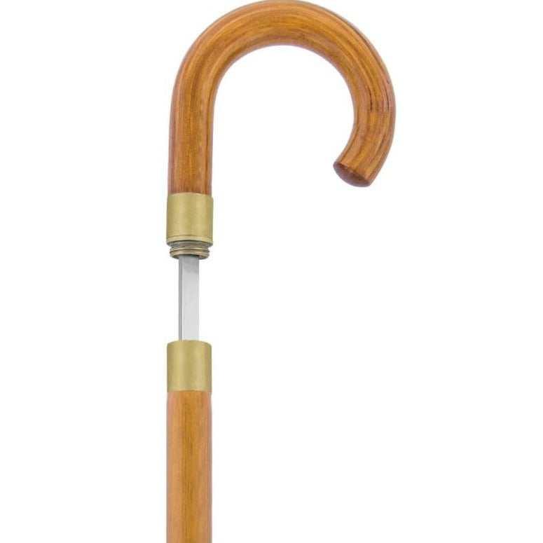 Sword Cane | Sword Stick | Concealed Blade in Cane for Gentleman | Black or Cherry Wood | Crook Handle