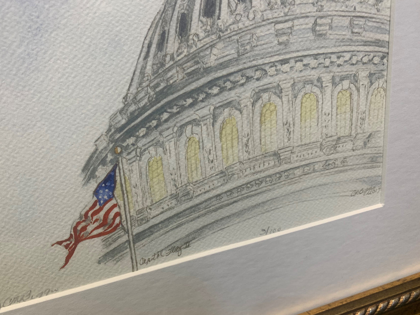 Capitol Art | Capitol Flag II | Framed and Signed Limited Edition Giclée Print | Carole Moore Biggio | 10 by 8 Inches