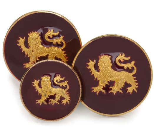 Lion Passant Guardant Blazer Button Set | Red Enamel | Double Breasted Blazer Buttons-Blazer Buttons-Sterling-and-Burke