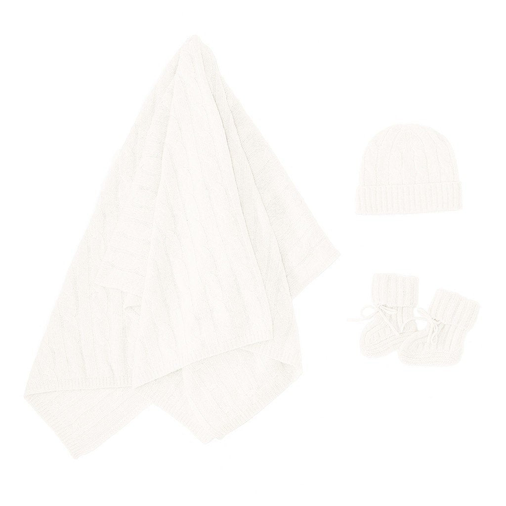 White Baby Cashmere Blanket Set Pure Luxury by Sterling & Burke Cashmere-Baby-Sterling-and-Burke