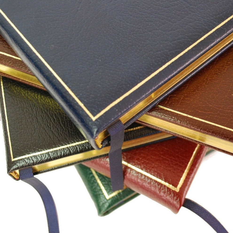 Bespoke Guest Book Album | Large and Thick | Luxury Leather | 10 by 12 Inches | Gilt Edges | Gilt Cover with Personalization | Blank Pages | Made in England | Charing Cross-Guest Book-Sterling-and-Burke