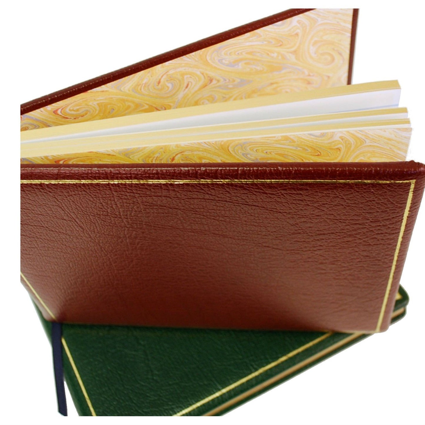 Bespoke Guest Book Album | Large and Thick | Luxury Leather | 10 by 12 Inches | Gilt Edges | Gilt Cover with Personalization | Blank Pages | Made in England | Charing Cross-Guest Book-Sterling-and-Burke