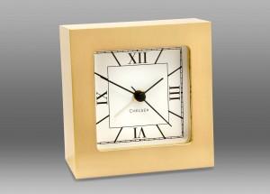 Solid Brass Clock | Square Brass | Alarm Clock | Desk Clock | Chelsea Clock-Clock-Sterling-and-Burke