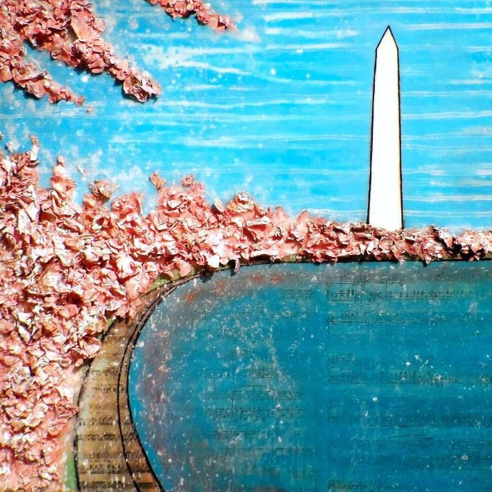 Art | Cherry Blossoms at the Tidal Basin | Mixed Media by Kreg David Kelley | 20 x 30 x 2"