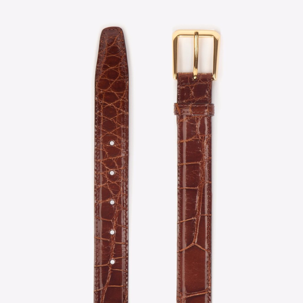 Classic Alligator Belt 1 3/16 Inch Belt Strap, Chestnut-Belt-Sterling-and-Burke