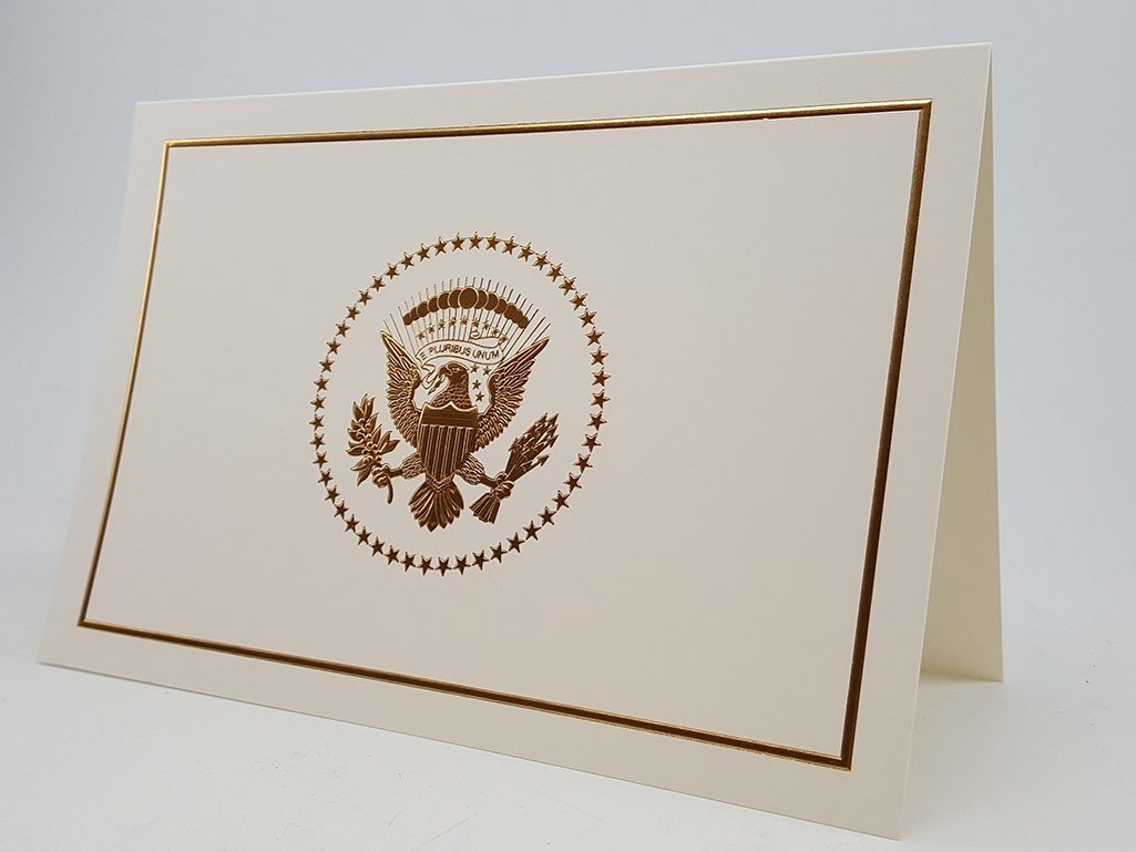2017 White House Christmas Card Sample | President Trump | Hand Engraving, Foil Stamping and Printing Example-Stationery-Sterling-and-Burke